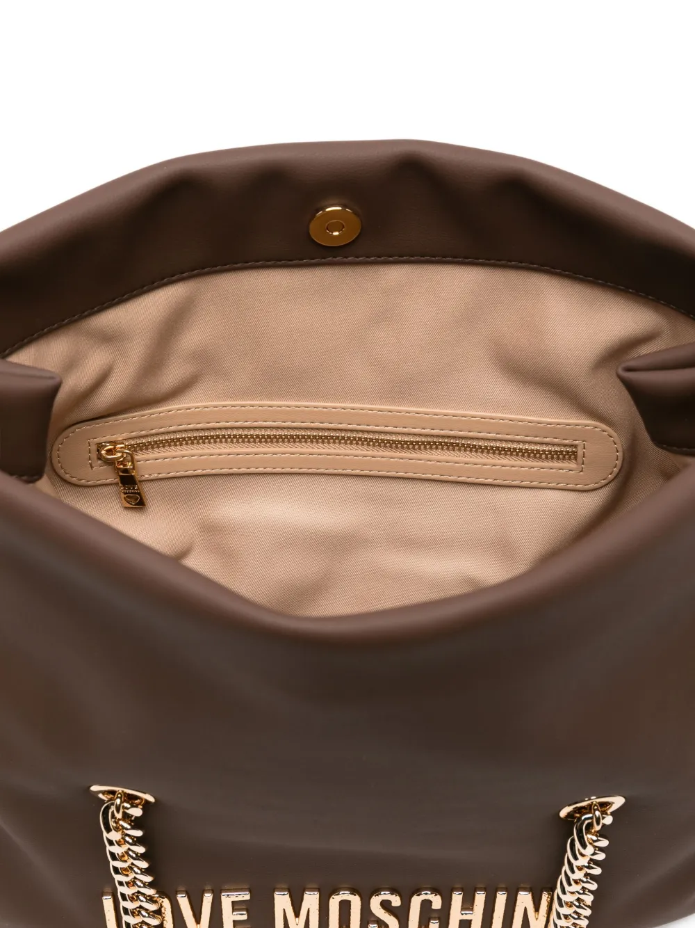 Love Moschino Chain-detail Logo Tote Bag In Brown