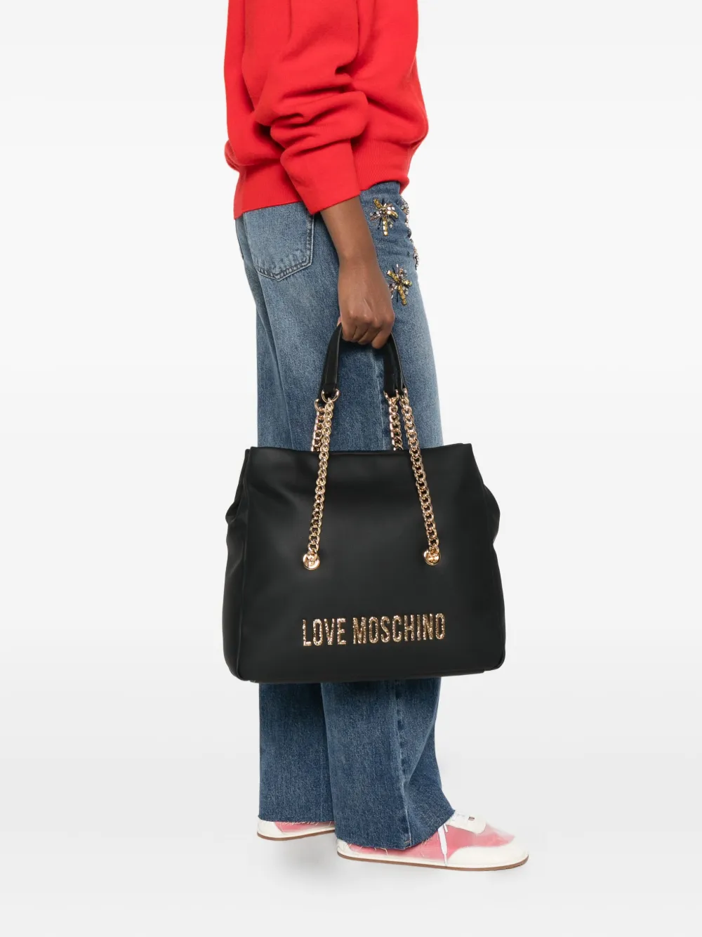Love Moschino Leren shopper - Zwart