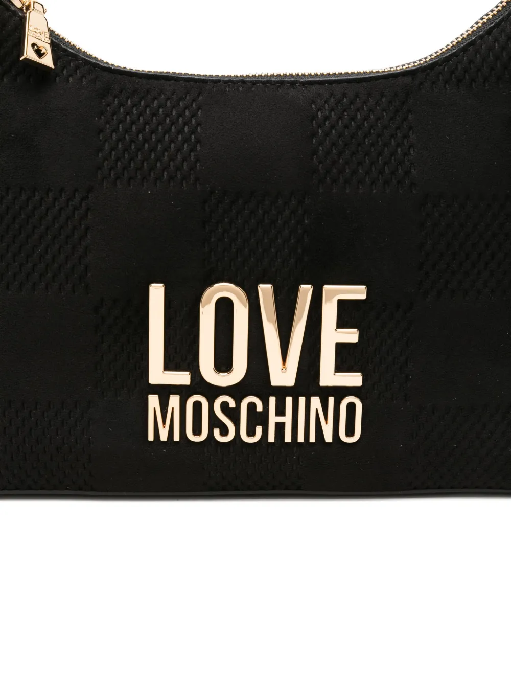 Love Moschino Logo-plaque Checkered Shoulder Bag In Black
