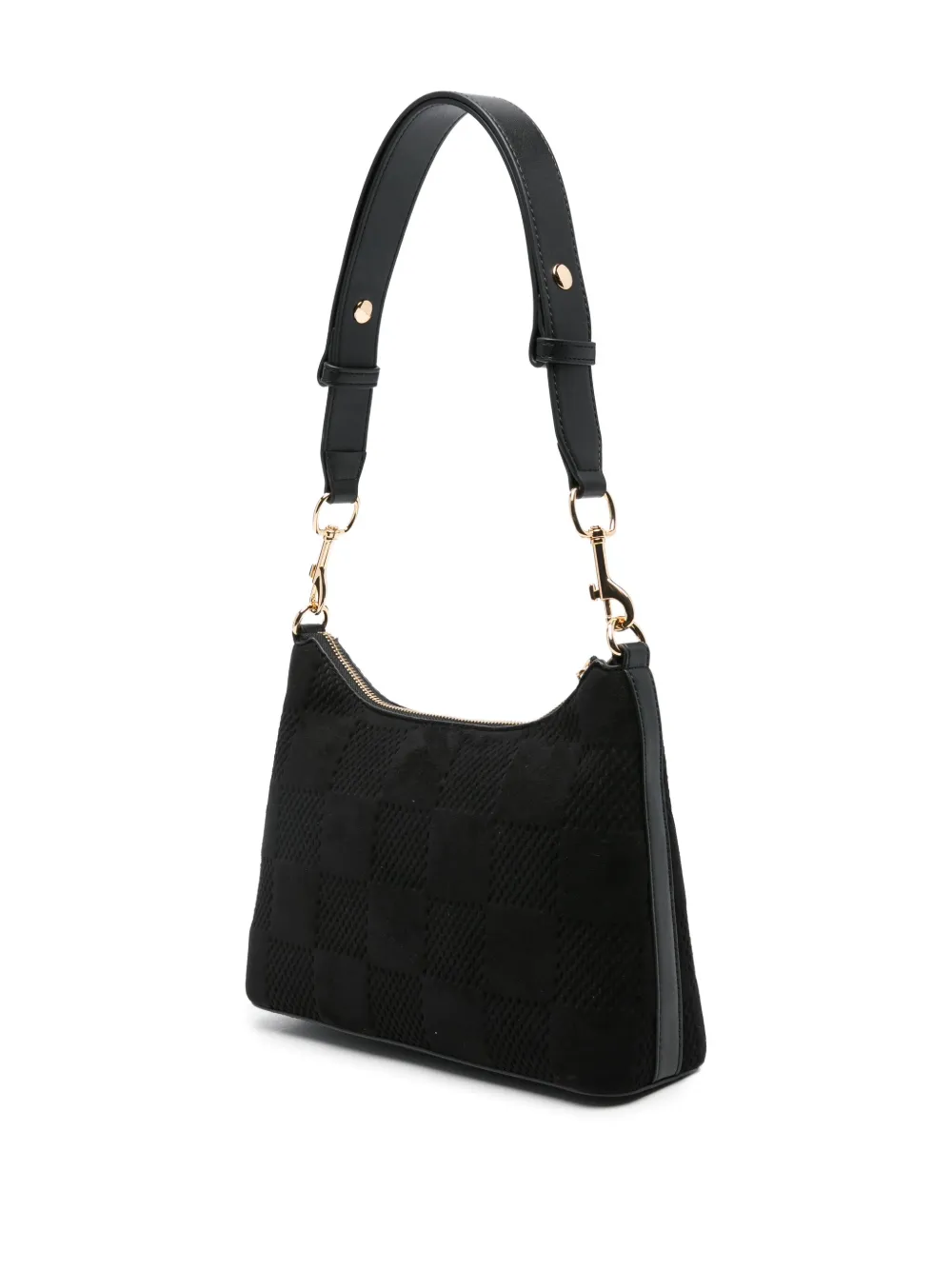 Love Moschino Logo-plaque Checkered Shoulder Bag In Black