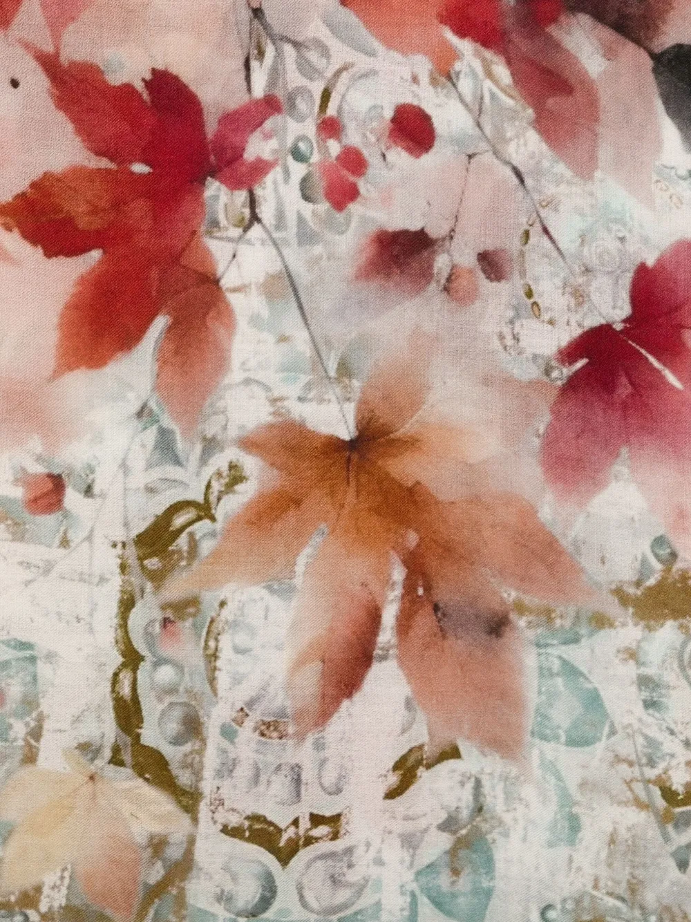D'aniello leaf-print scarf - Blauw