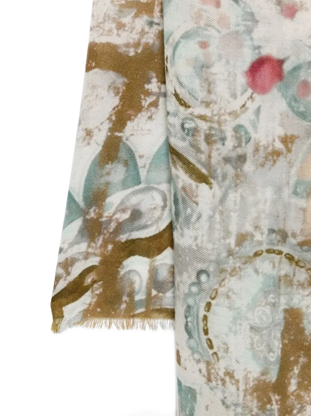 D'aniello Leaf-print Scarf In Multi