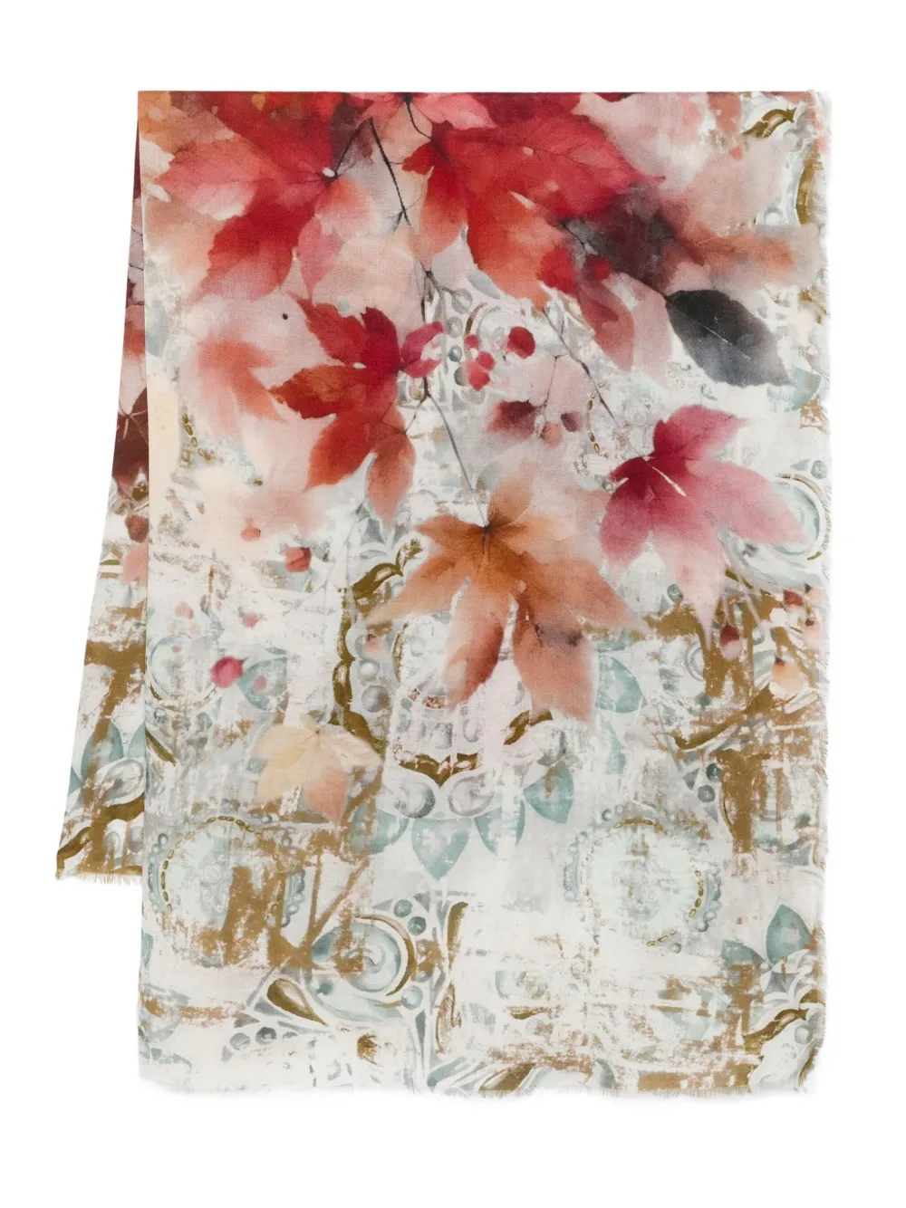D'aniello Sjaal met bladerprint Blauw