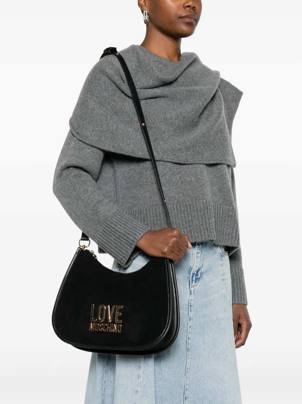 Love Moschino Crossbodytas met logo - Zwart