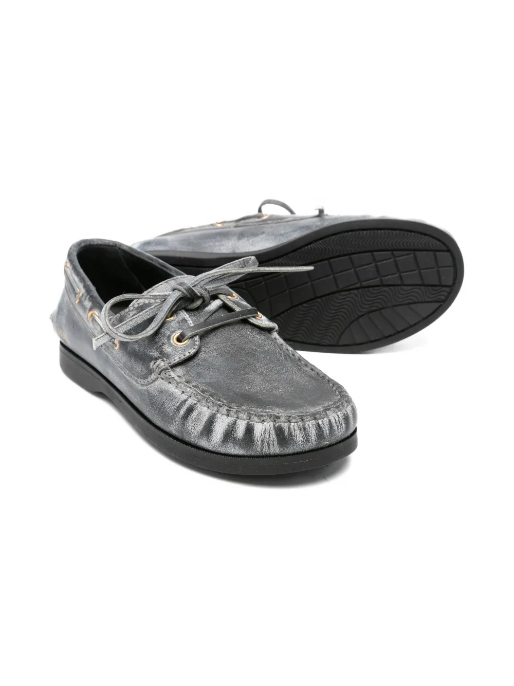 Golden Goose Kids leather lace-up mocassins Black