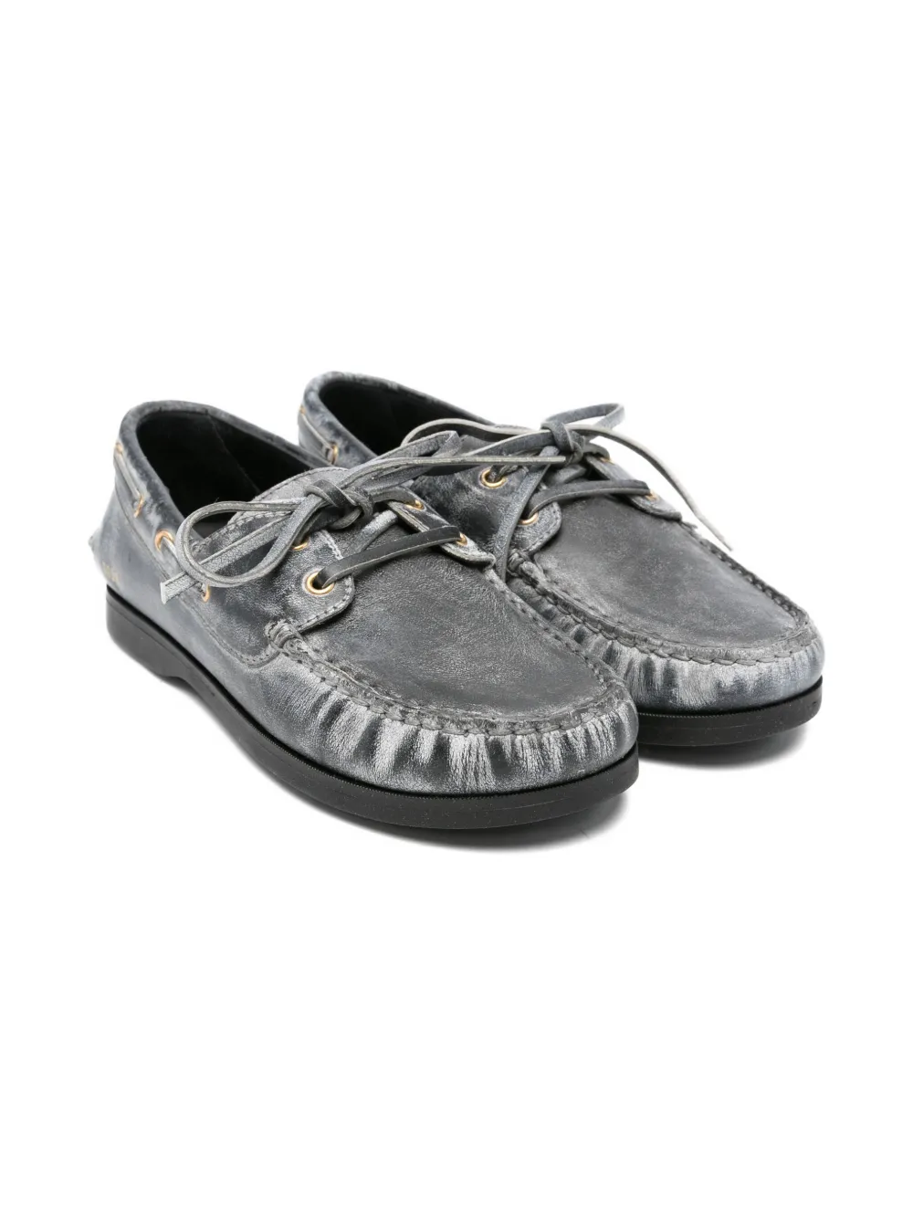 Golden Goose Kids leather lace-up mocassins Black