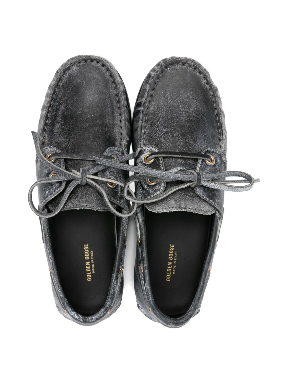 Golden Goose Kids leather lace-up mocassins Black