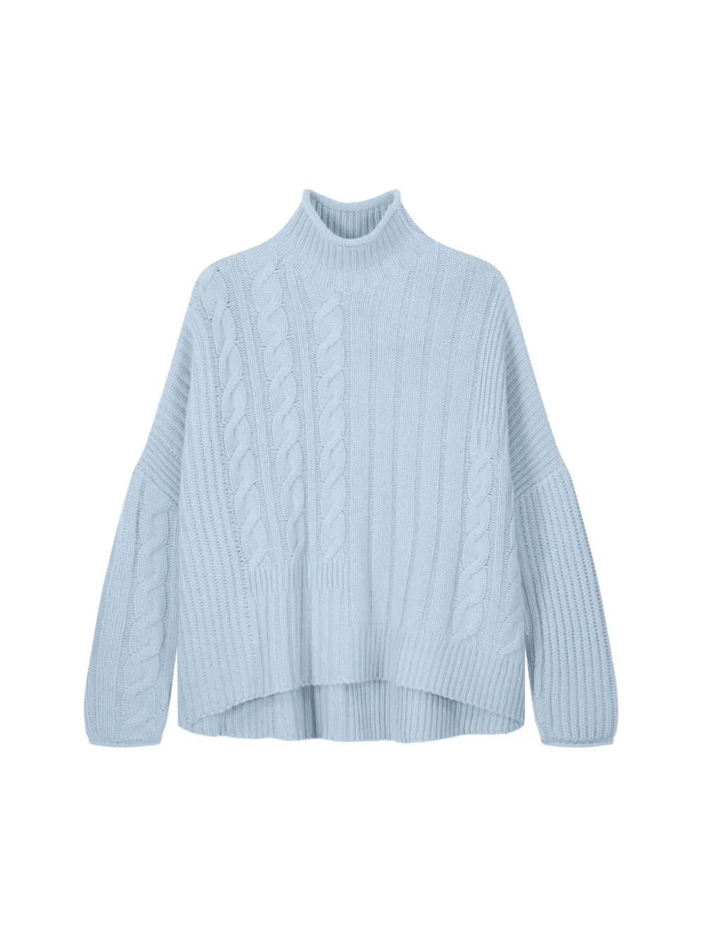 Eric Bompard Cable-knit High-neck Sweater In Blue