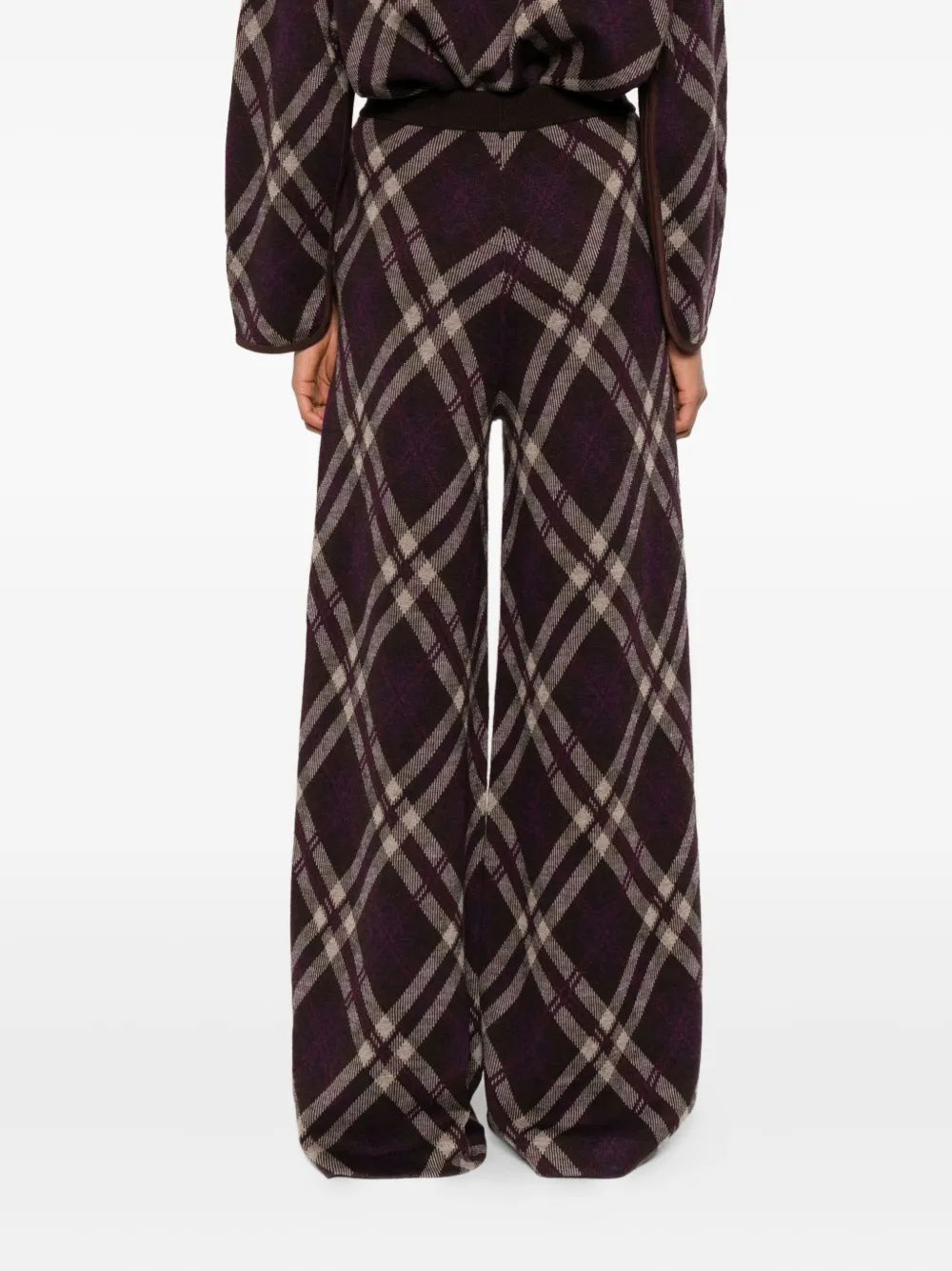 Eric Bompard Elasticated Tartan Palazzo Pants In Gray