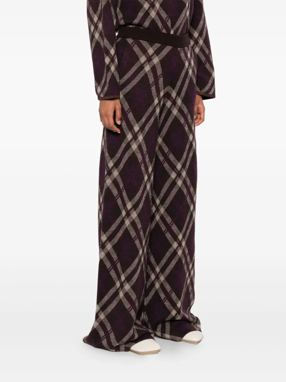 Eric Bompard Elasticated Tartan Palazzo Pants In Gray