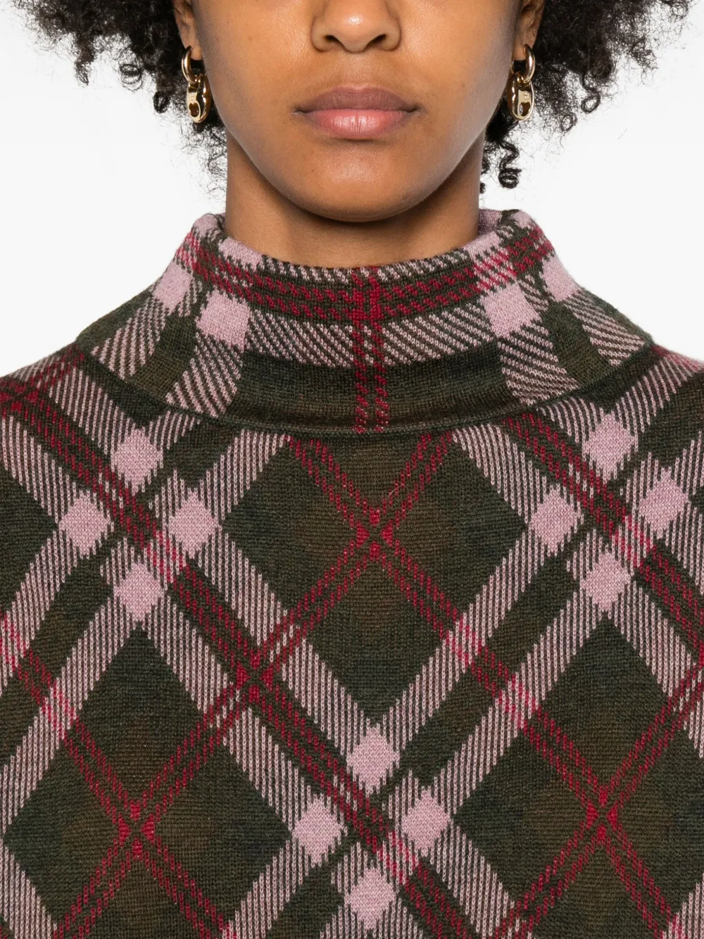 Eric Bompard High-neck Tartan Sweater In Brown