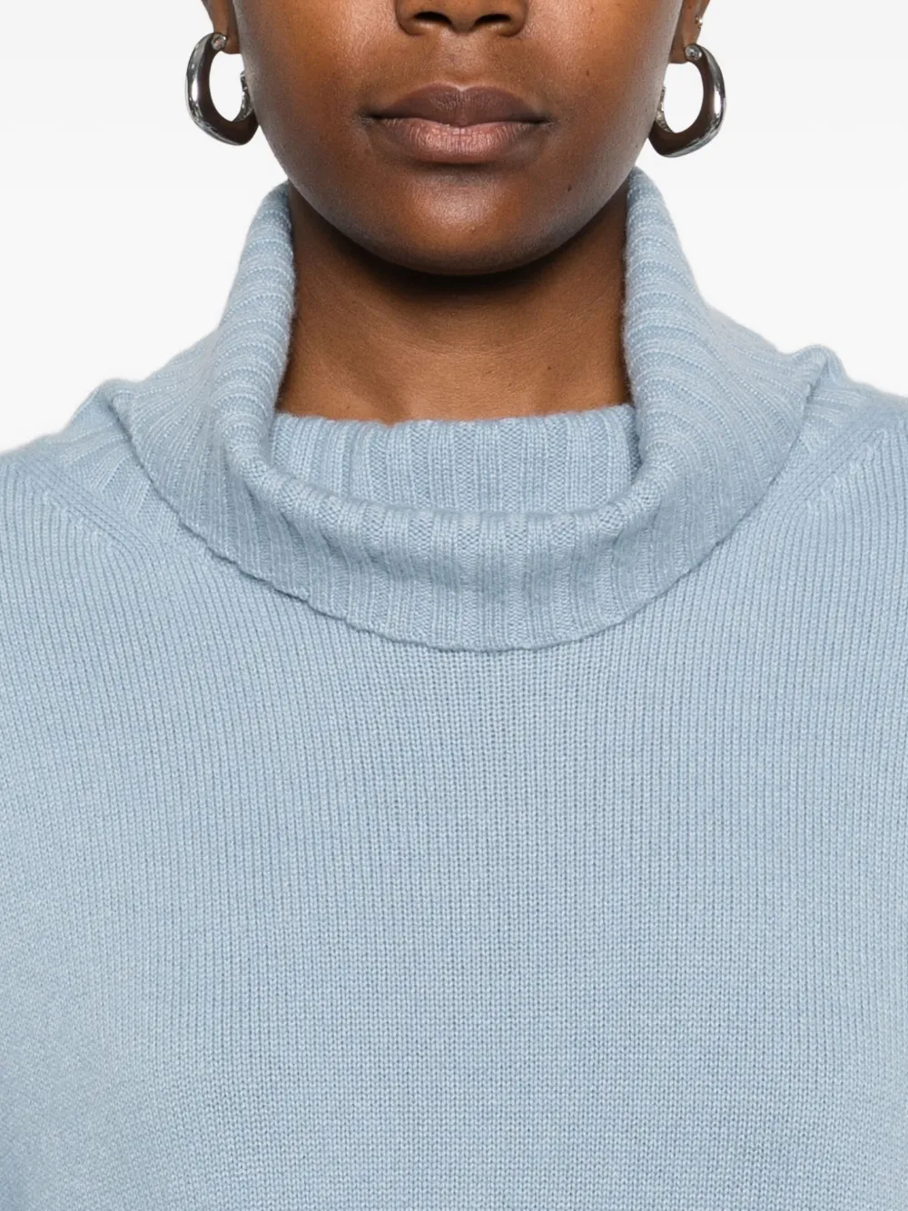 Eric Bompard Ribbed Turtleneck Sweater In Blue