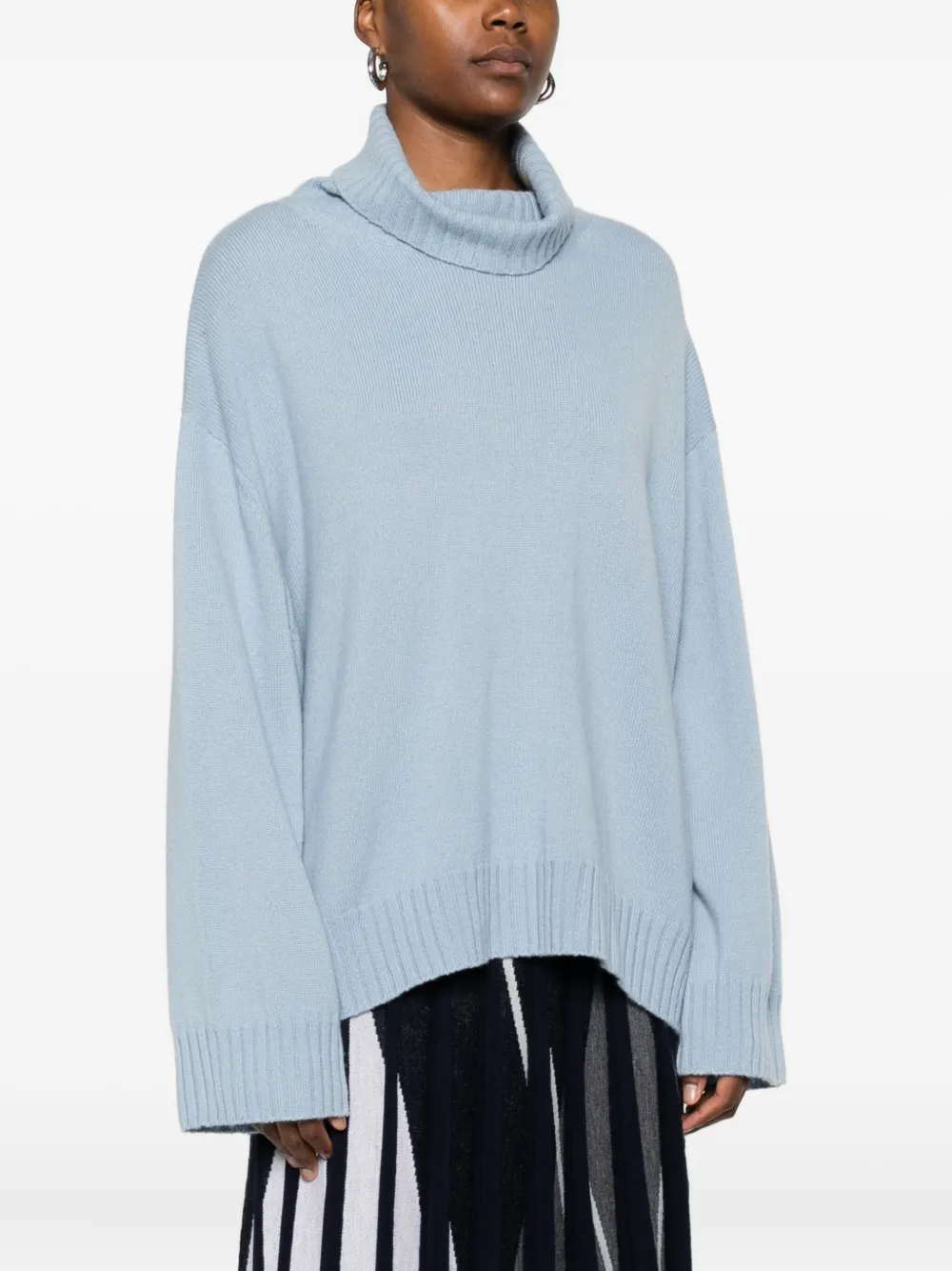 Eric Bompard Ribbed Turtleneck Sweater In Blue