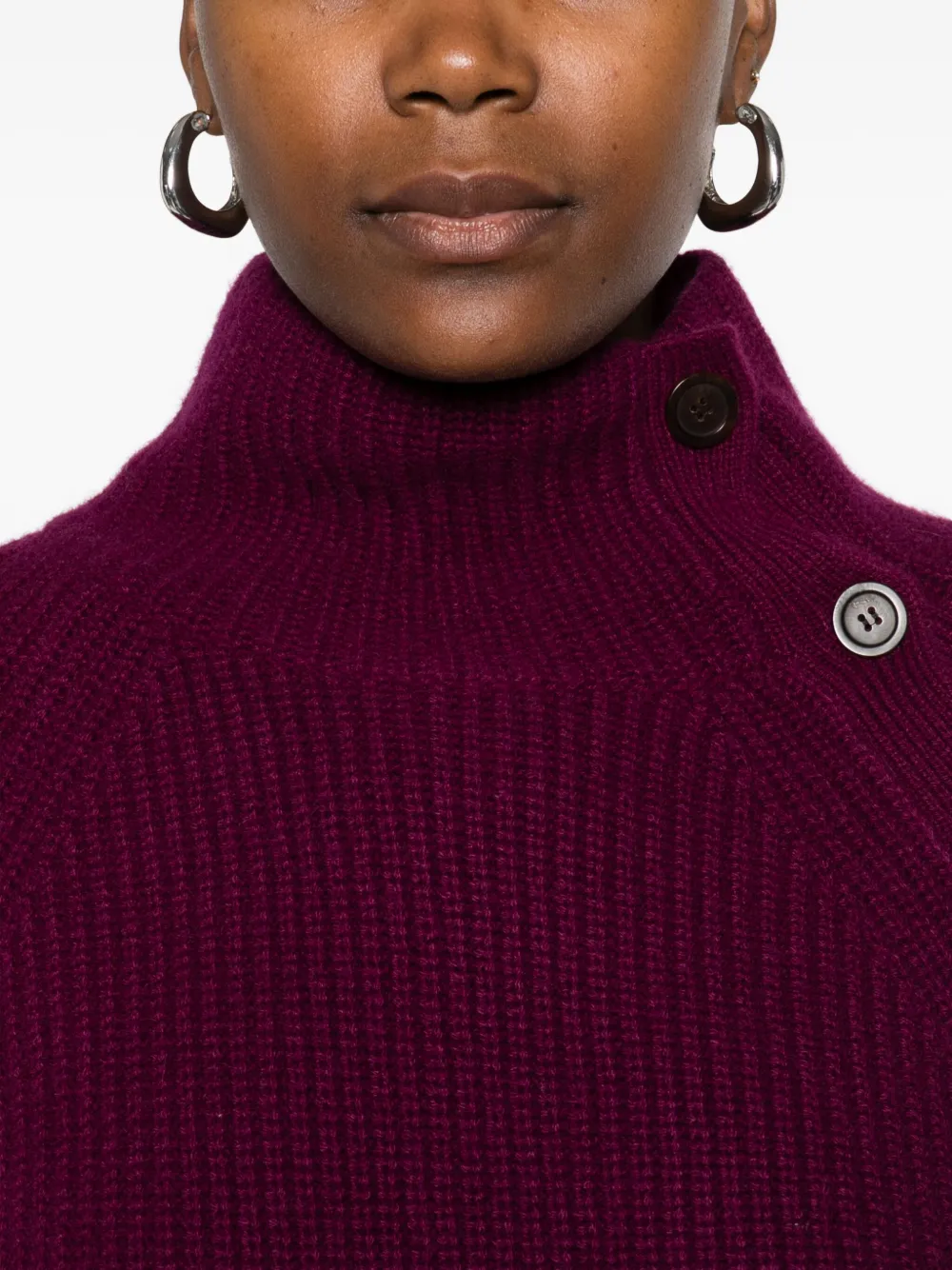 Eric Bompard Long-sleeves Buttoned Sweater In Burgundy