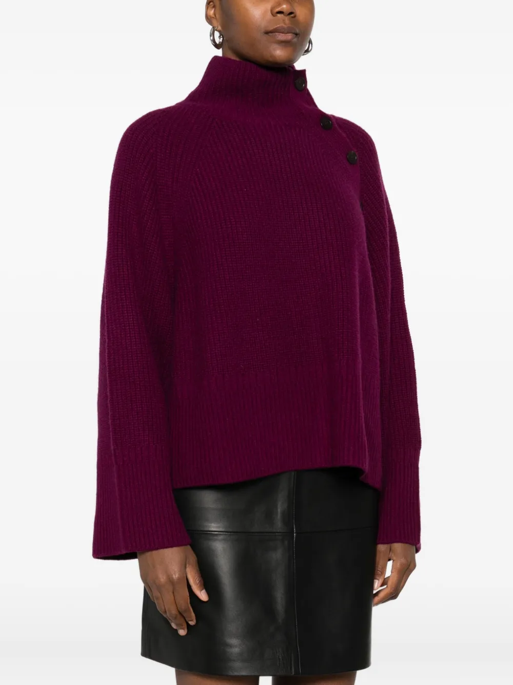 Eric Bompard Long-sleeves Buttoned Sweater In Burgundy