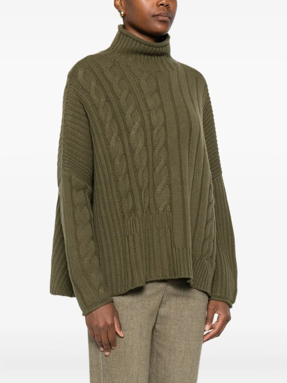 Eric Bompard Cable-knit Turtleneck Sweater In Brown