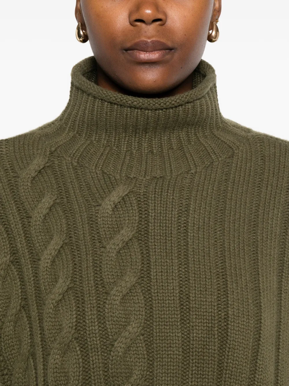 Eric Bompard Cable-knit Turtleneck Sweater In Brown