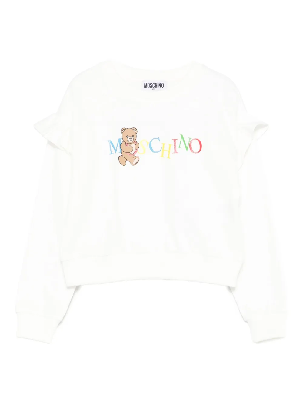 Moschino Kids Sweater met ruche afwerking Wit