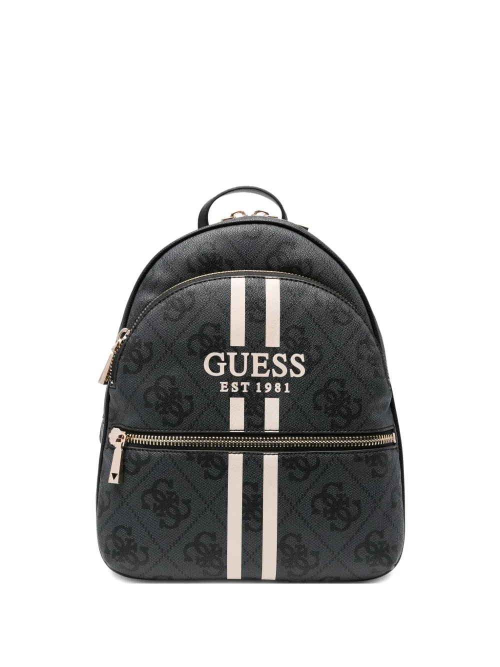 GUESS USA logo-plaque striped backpack | Black | Image 1