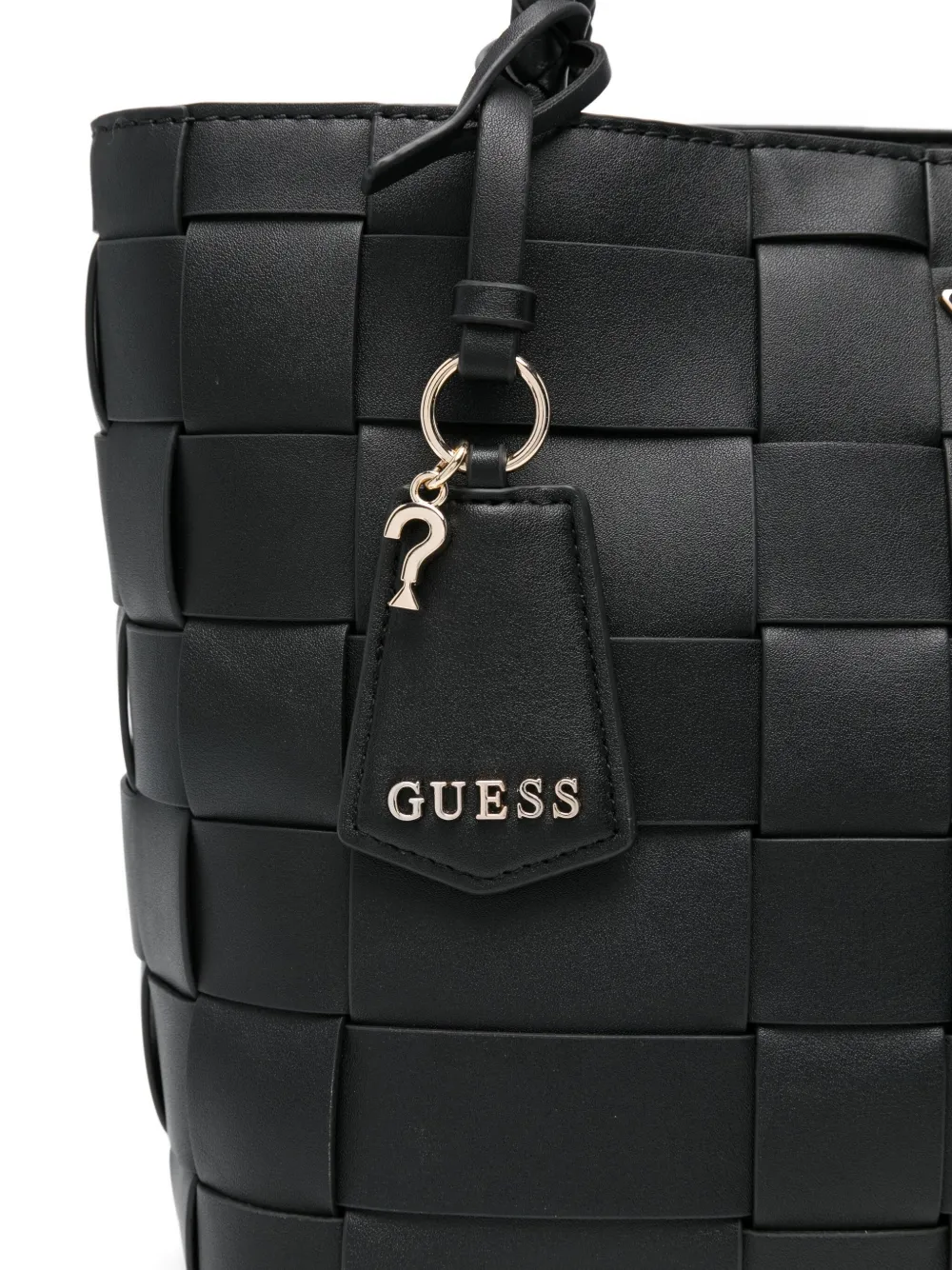 GUESS USA Maylee shopper van geweven leer Zwart