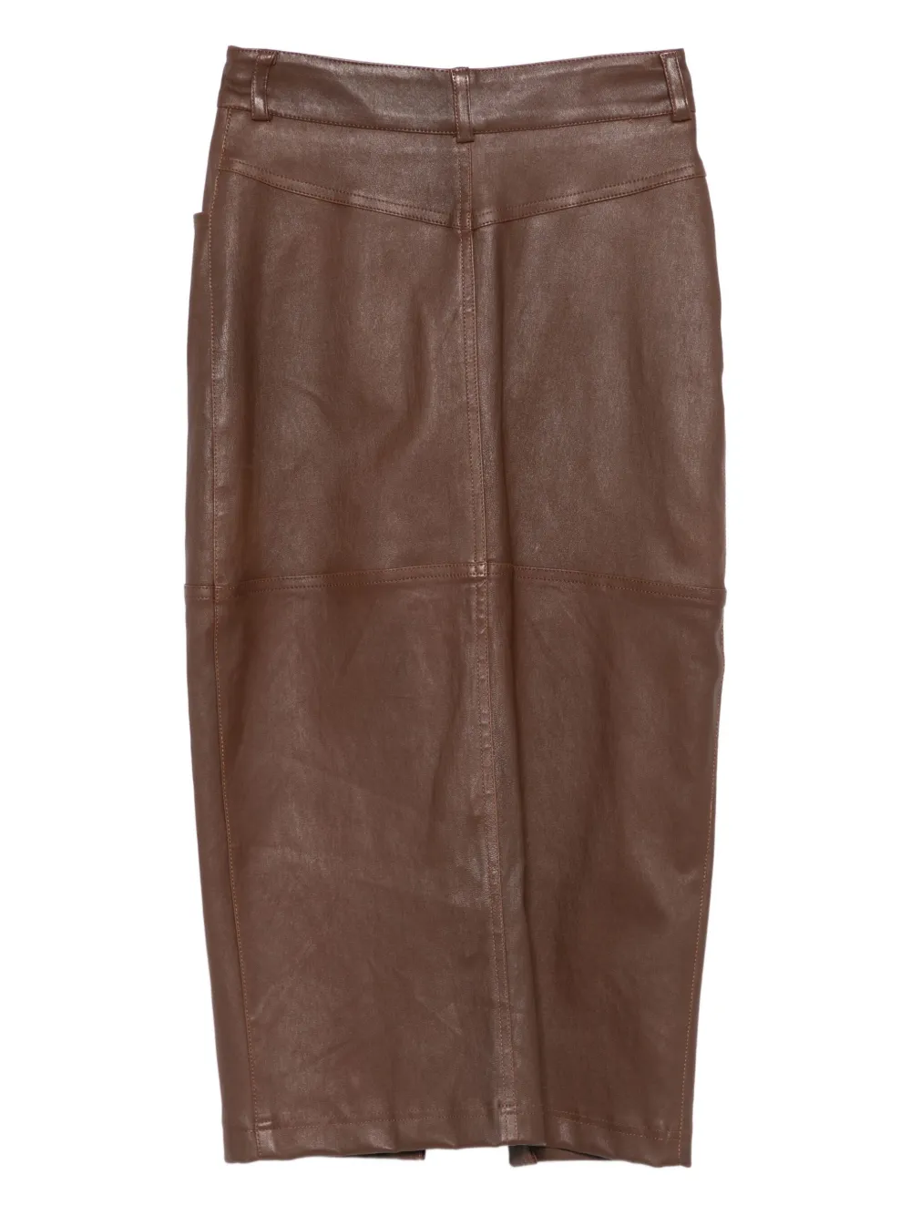 Almaz Leren rok met split - Bruin