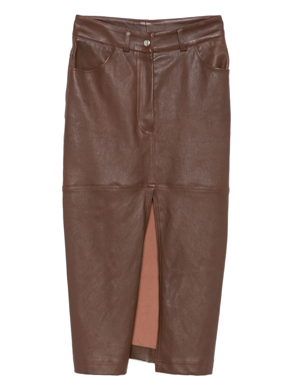 Almaz leather front-split skirt | Brown | Image 1