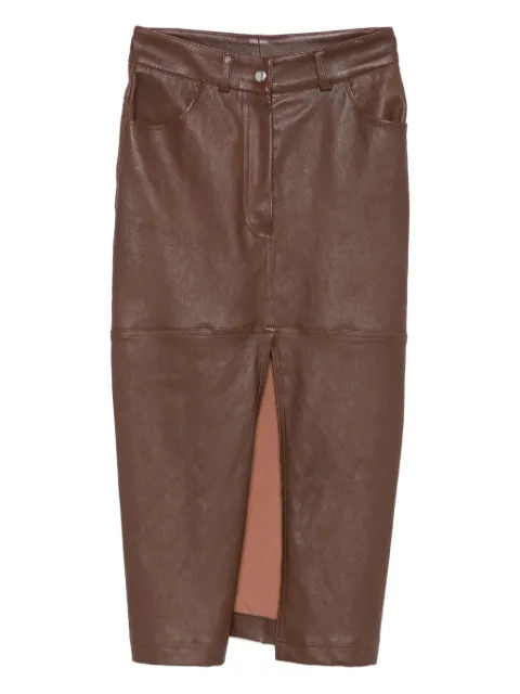 Almaz leather front-split skirt