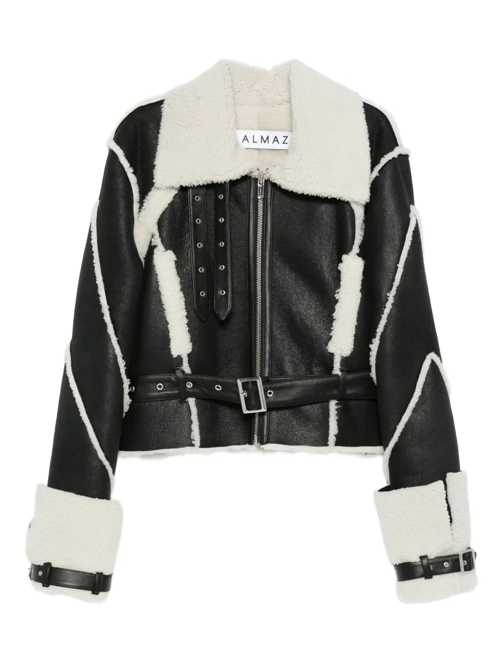 Almaz panelled sheepskin belted jacket | Black | Image 1