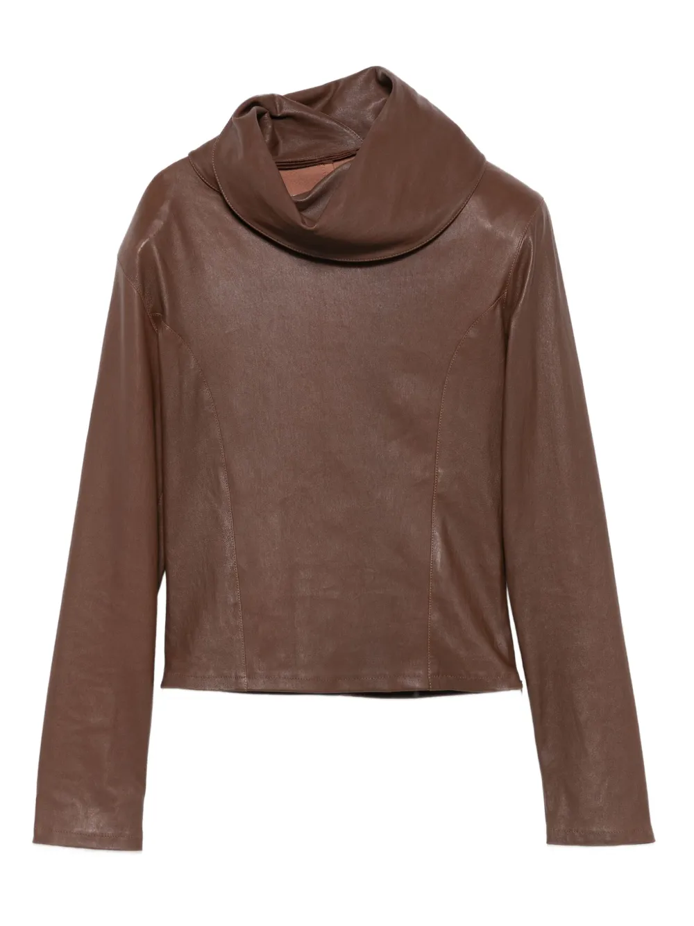 Almaz cowl-neck leather blouse | Brown | Image 1