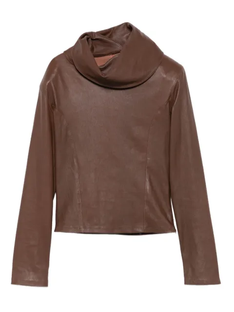 Almaz cowl-neck leather blouse