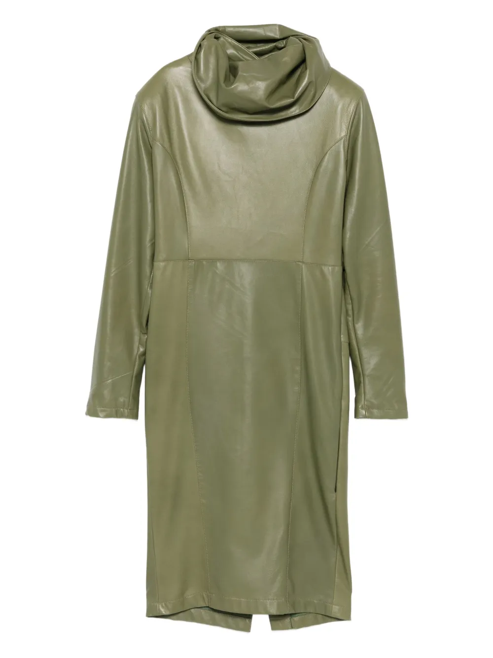Almaz scrunche-collar leather midi dress | Green | Image 1
