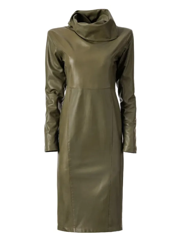 green leather midi dress PU Leather Tiered Midi Dress - Pinch main image 0