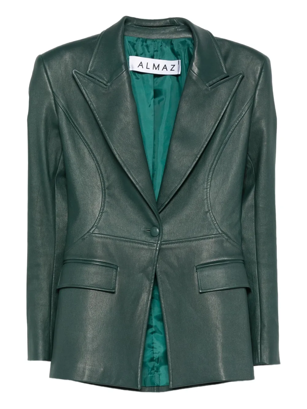 Almaz topstitched lambskin blazer | Green | Image 1