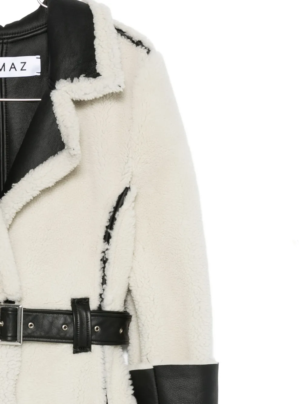 Almaz Belted Shearling Coat In Neutral