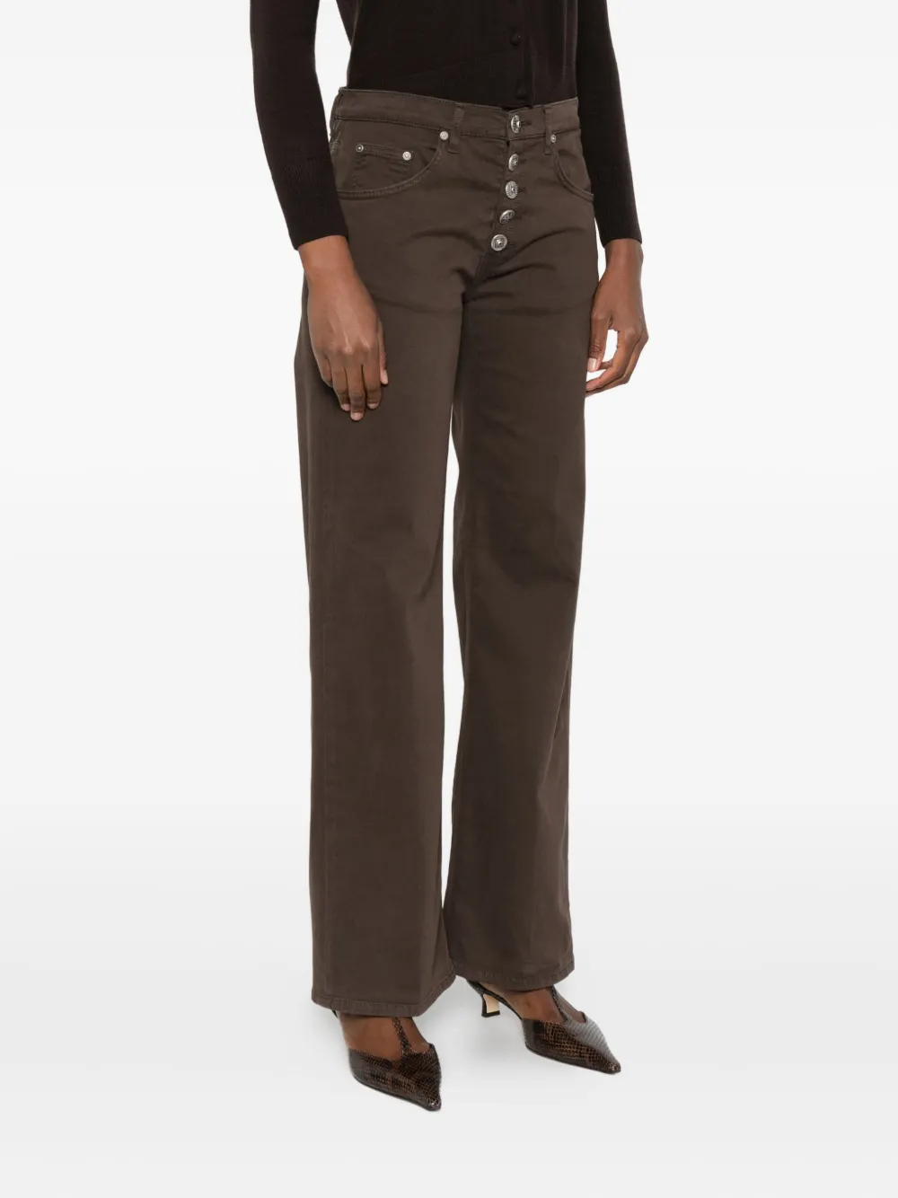 Dondup Buttoned Jeans In Brown