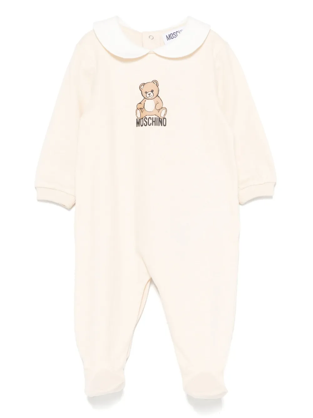 Moschino Kids teddy-print peter-pan collar romper - ニュートラル Moschino Kids teddy-print peter-pan collar romper - ニュートラル
