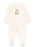 Moschino Kids teddy-print peter-pan collar romper - Neutrals