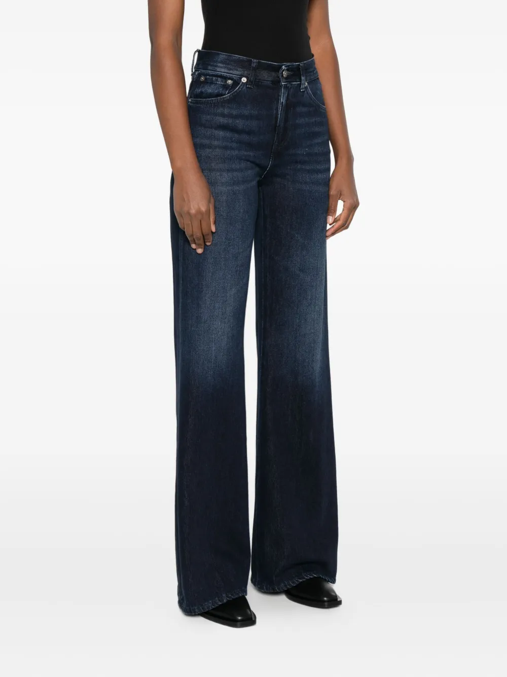 Dondup Wide-leg Indigo Wash Jeans In Blue