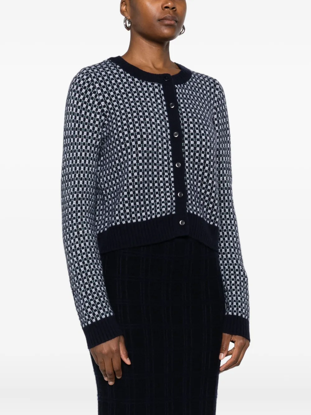 Eric Bompard Patterned Crew-neck Cardigan In Blue