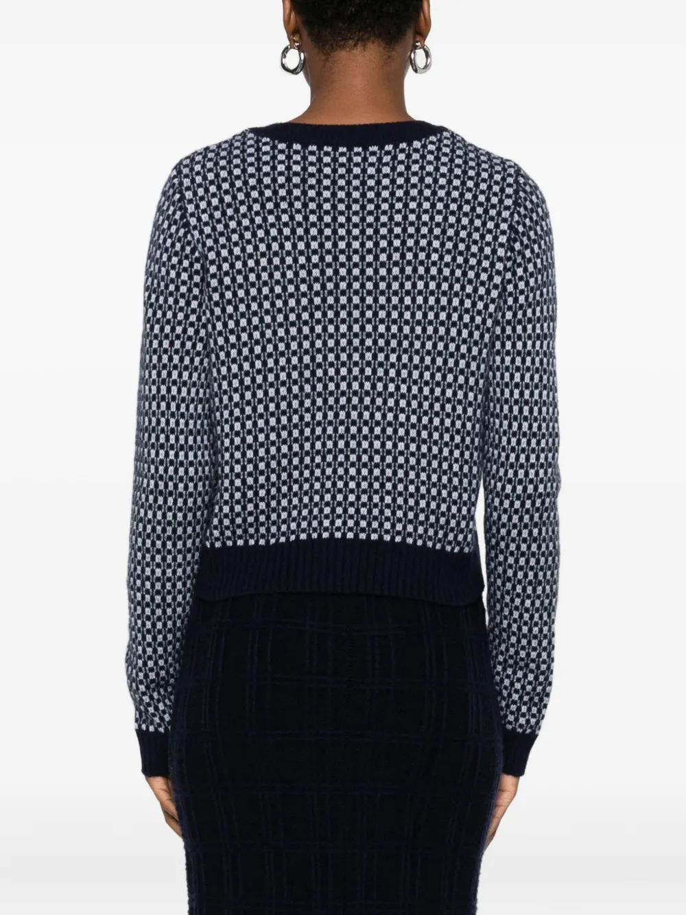 Eric Bompard Patterned Crew-neck Cardigan In Blue