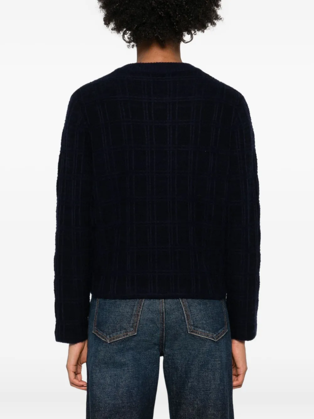 Eric Bompard Crew-neck Tweed Jacket In Blue
