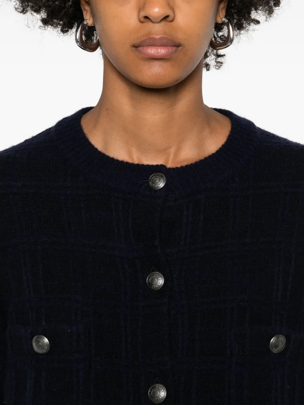 Eric Bompard Crew-neck Tweed Jacket In Blue