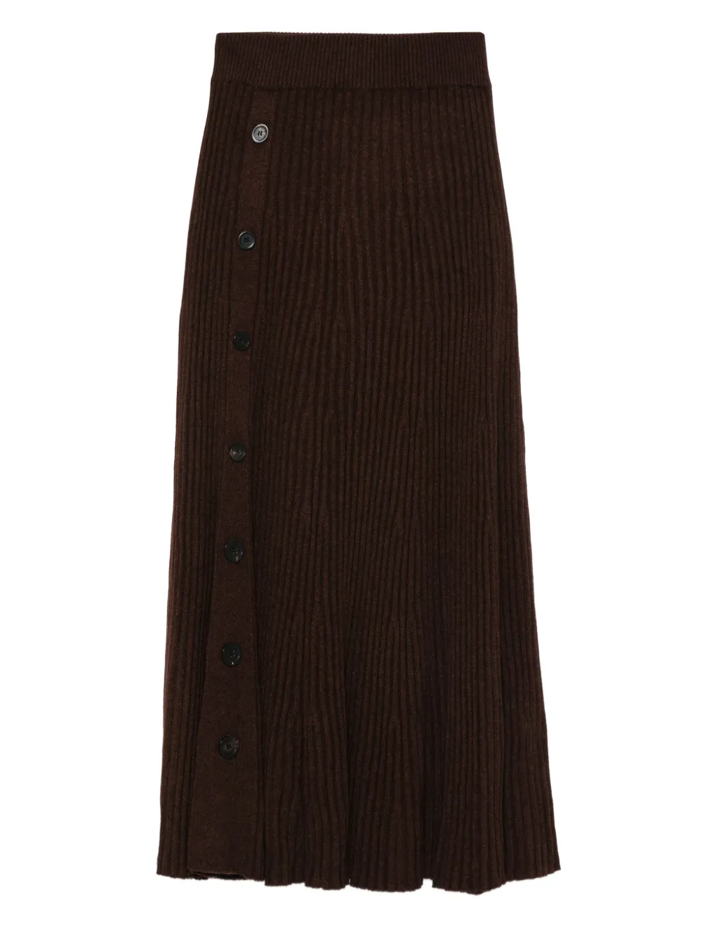 Eric Bompard Ribbed Flared Midi Skirt In Brown