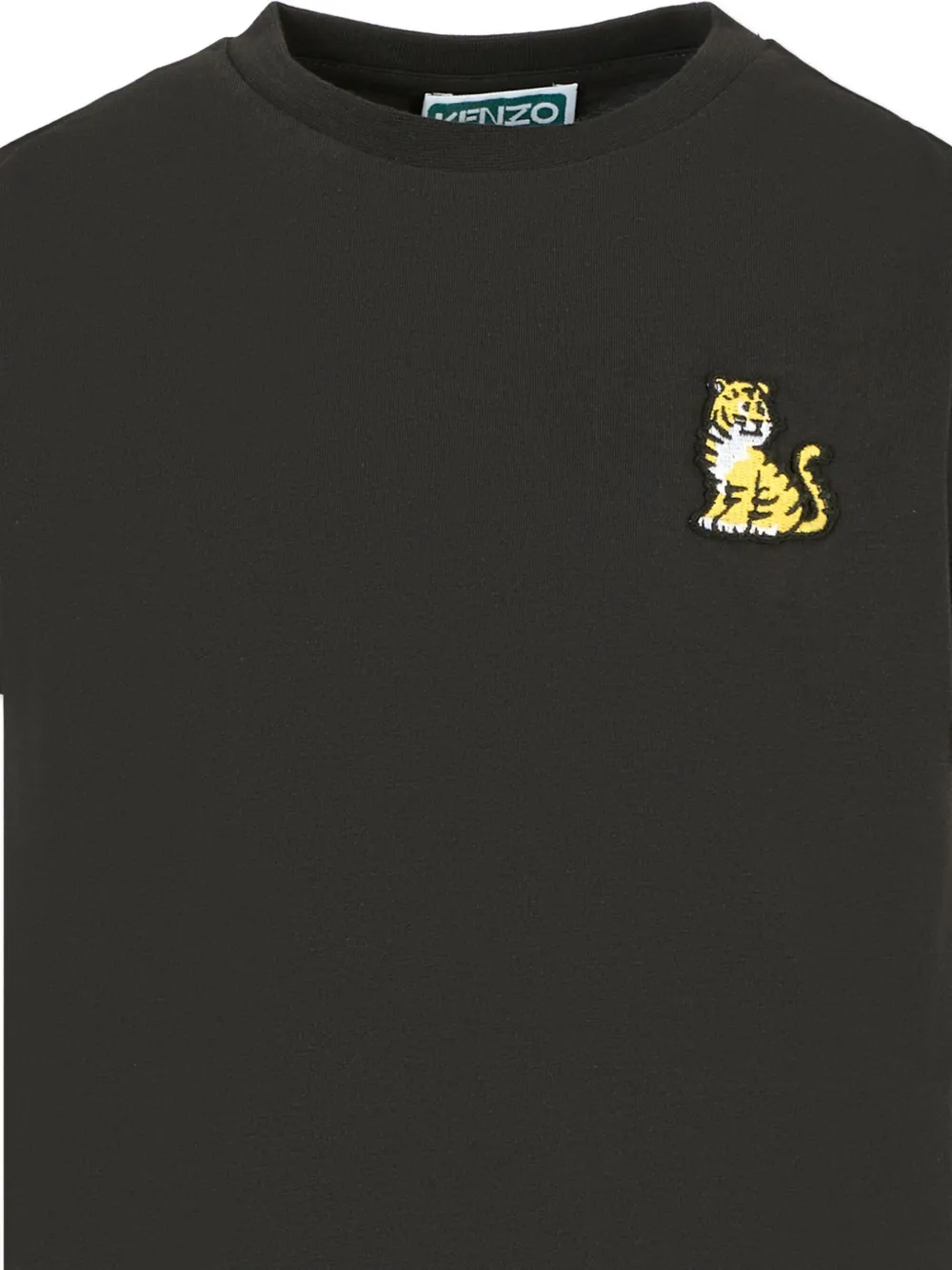 Kenzo Kids tiger-embroidered T-shirt Zwart
