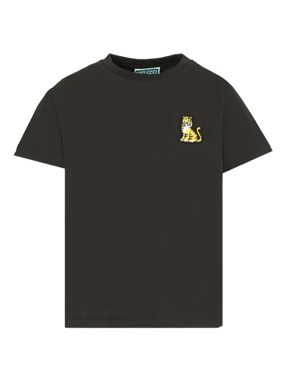 Kenzo Kids tiger-embroidered T-shirt Zwart