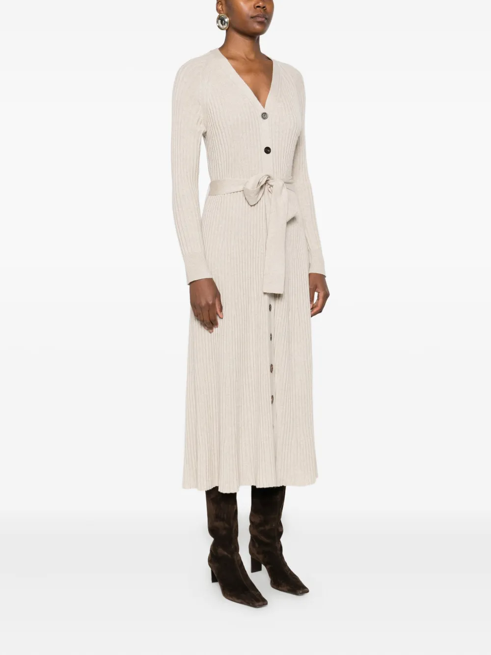 Eric Bompard Geribbelde maxi-jurk met knopen - Beige