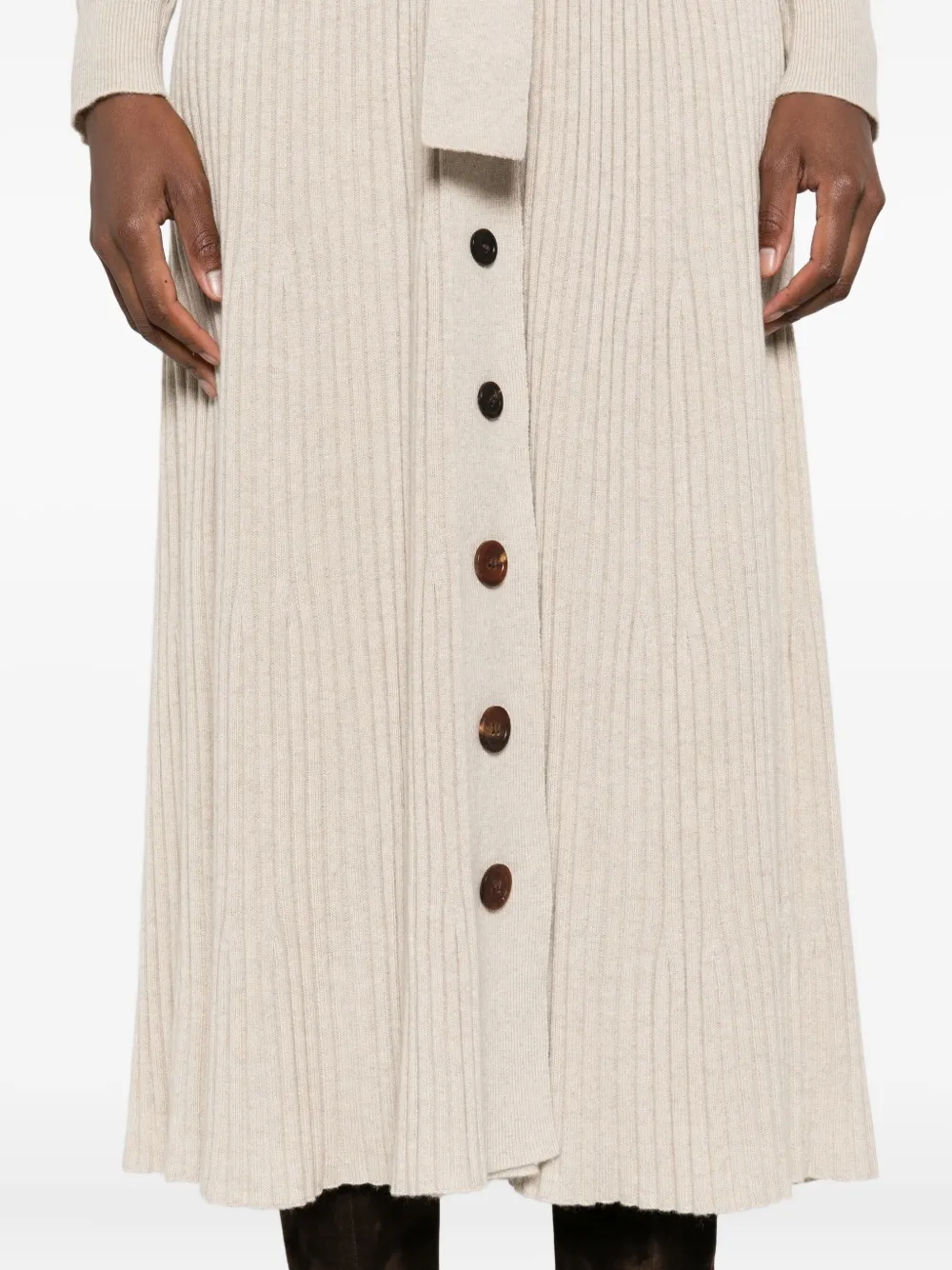 Eric Bompard Ribbed Buttoned Maxi Dress In White