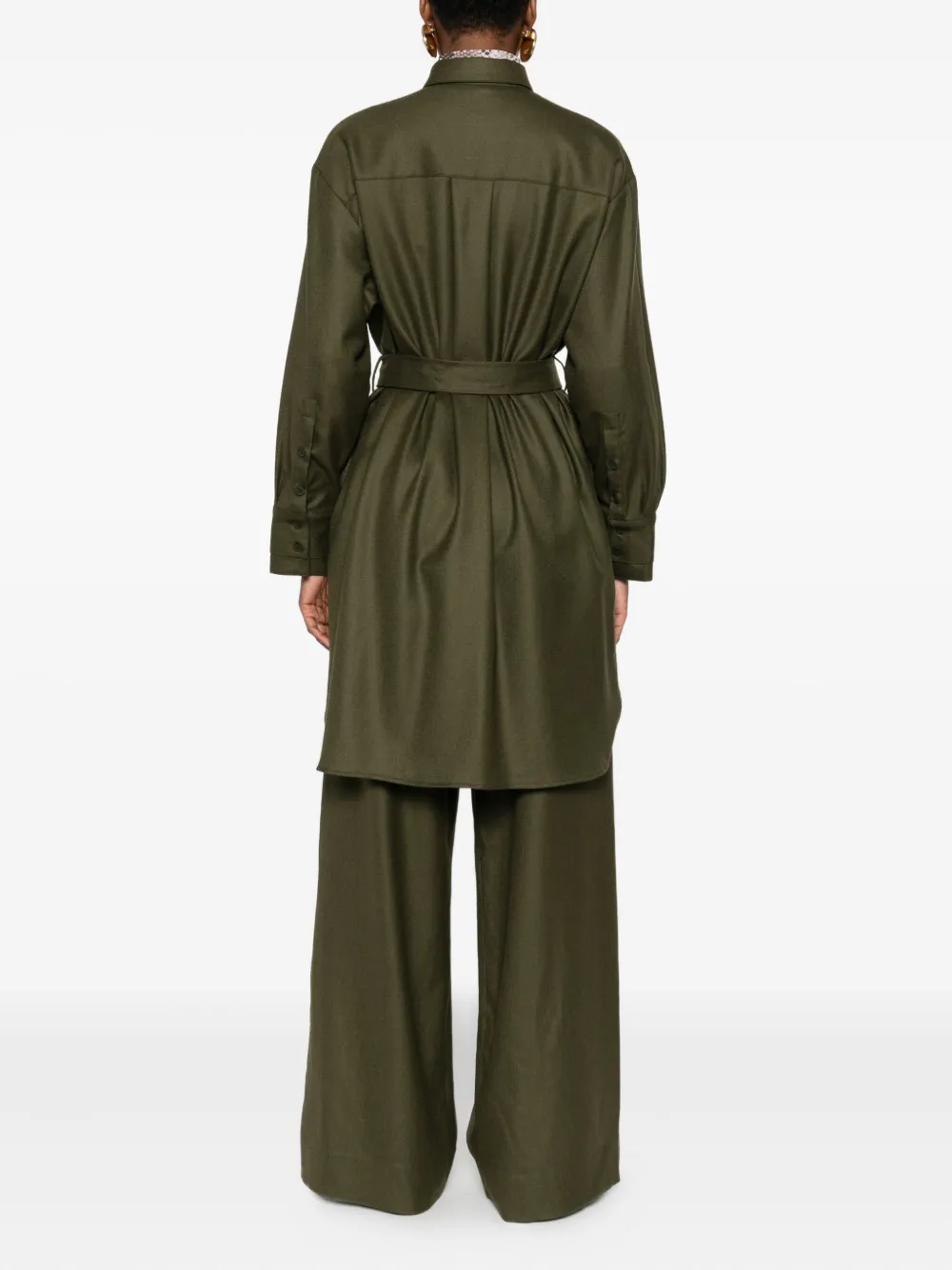 Eric Bompard Button-front Belted Shirt Mini Dress In Green