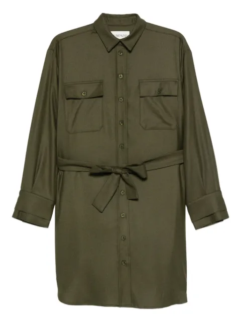 Eric Bompard button-front belted shirt mini dress