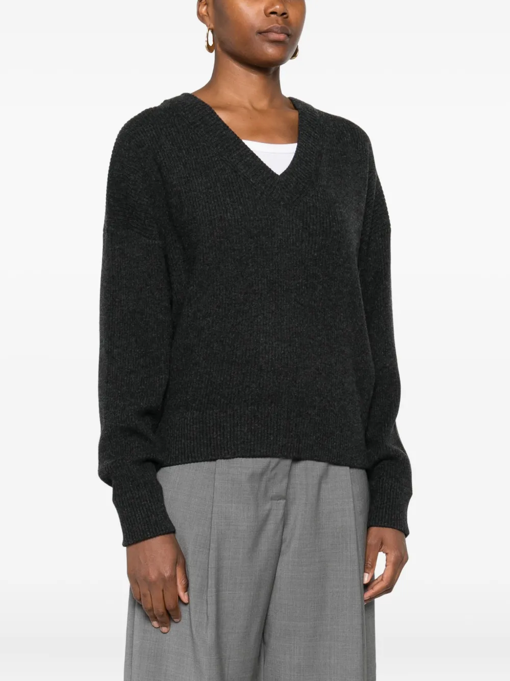 Eric Bompard V-neck Cashmere Sweater In Black